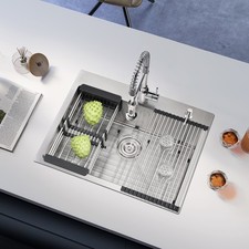 28''x22 Drop in Single Bowl Kitchen Sink Stainless Steel bar sink w/Drying Rack