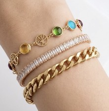 Gold Bracelets Women 18K Gold Plated Water Resistant Stackable Bracelet Set
