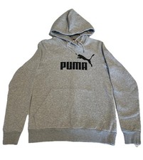 PUMA Youth Boys  Hoodie M Grey Graphic Print BIG LOGO Pullover Sweatshirt Cotton