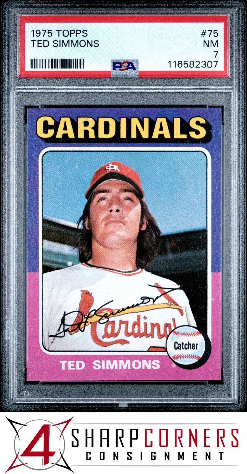 1975 TOPPS #75 TED SIMMONS CARDINALS HOF PSA 7
