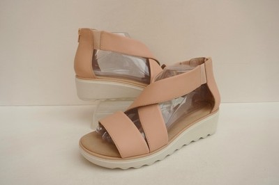 NEU CLARKS JILLIAN RISE ROT LEDER KREUZRIEMEN REISSVERSCHLUSS HINTEN KEILABSATZ SANDALEN UK 7STD