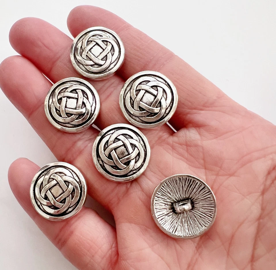 10PC Antiqued Silver Celtic Metal Buttons Shank Buttons Crafts Sewing 17mm - Image 2 of 4