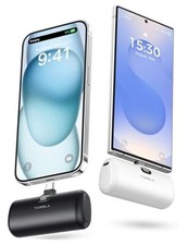 2Pack Portable Phone Charger for iPhone 17, USB C Power Bank USB C BlackWhite