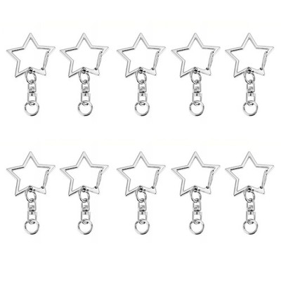 10Pieces Star Formed Keychain Crafted from Alloy Texture Keyring Making Findings