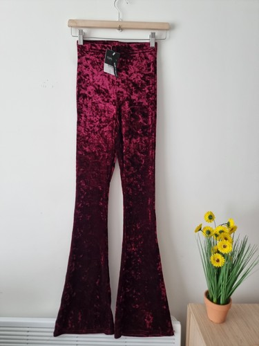 Topshop Red flared velvet trousers - Picture 1 of 5