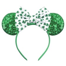 St. Patrick's Day Ears Headband Shamrock Bow Hairband Sequin Headpiece for Ha...