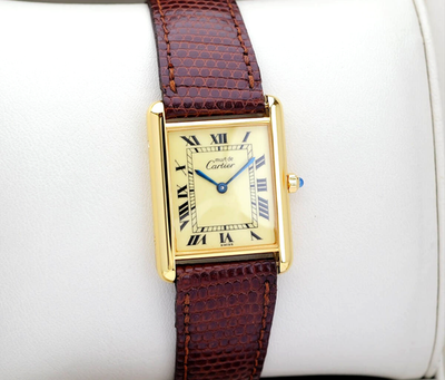 Cartier Watch Must Tank Ivory Dial Roman index LM 23mm Mens Quartz