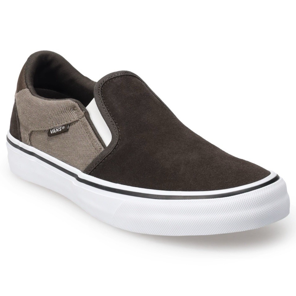 Vans Asher Deluxe Slip On Skate Shoes Cozy Knit Coffee  display picture 1