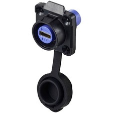 TruComponents USB Type C® panel mount skt, 4-hole flange IP67