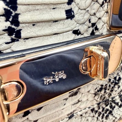 Coach Swagger Exotic Python Snake Leather Satchel Handbag Beige 