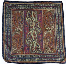 Gorgeous Mens Luxury Silk Pocket Square 17" Blue Multi Color Hand-rolled ITALY