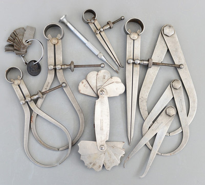 Set Vintage Moore & Wright Sheffield England Stahlteiler Kompass Messschieber
