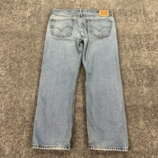 Levis Jeans Mens 36x29 Blue 505 Regular Fit Straight Leg Medium Wash Denim Logo