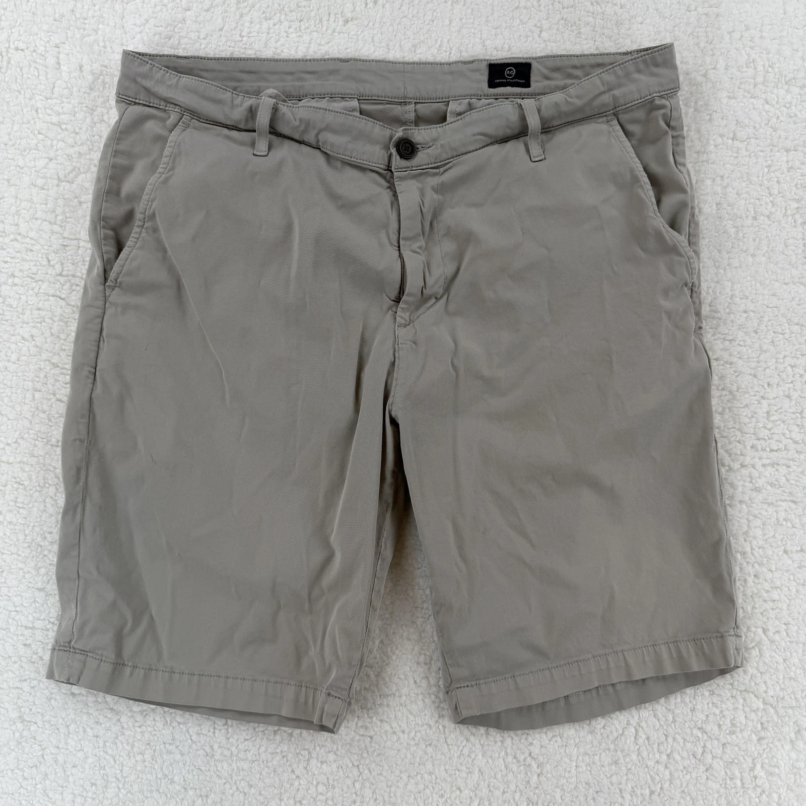 AG Adriano Goldschmied Shorts Mens 38 Gray Chino Flat Front Casual Stretch