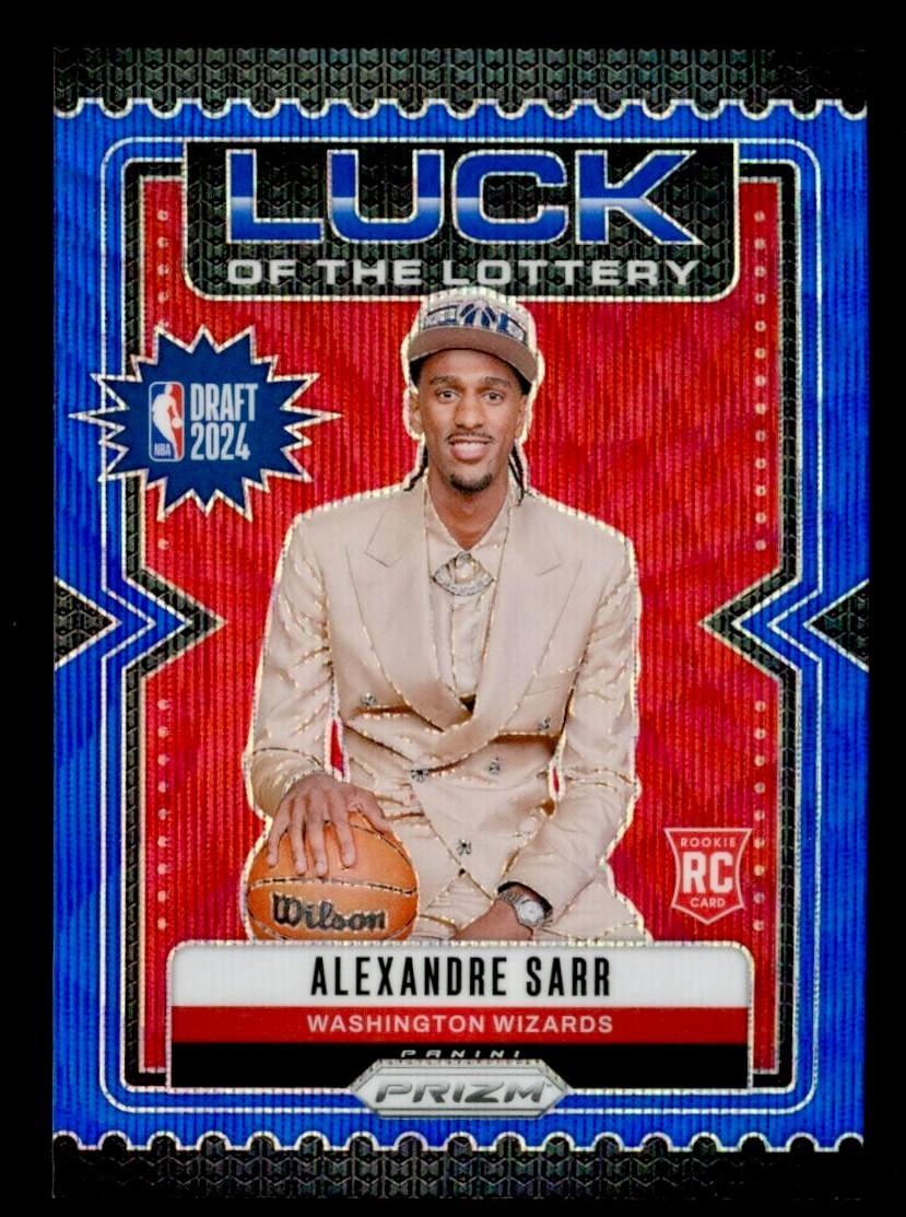 2024-25 Panini Prizm - Alexandre Sarr #6 SSP LUCK OF THE LOTTERY BLUE WAVE /175