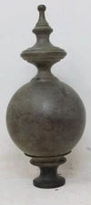Antique Brass Finial Ball & Spire 8" Tall x 3.5" Diameter Aged Patina