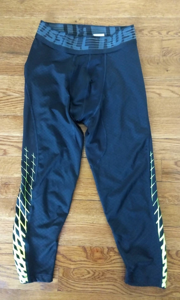 NWOT RUSSELL Small S(28-30) Cool Base Layer Leggings compression Black Yellow - Image 2 of 4