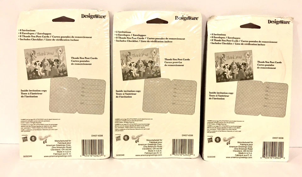 24 - (3 Paquetes) MY LITTLE PONY Estás Invitado Invitaciones y Tarjetas de Gracias ~ Nuevo Foto 2 de 3