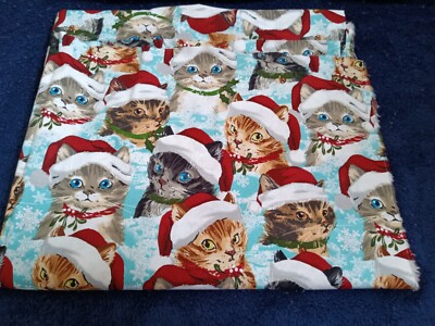 New Maker's Holiday Fabric Jo-Ann,Santa Hats on Cat Heads, Cotton, 42''x 1yard