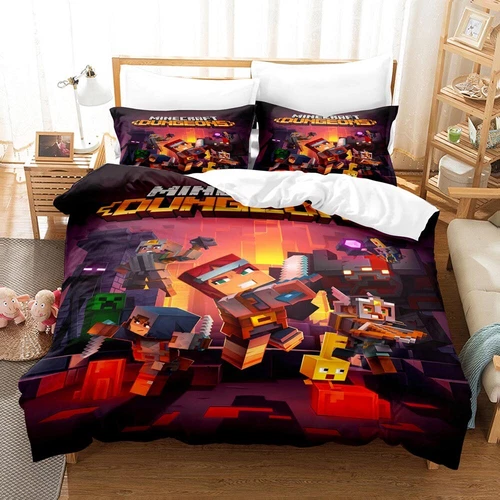 Minecraft Quilt Duvet Doon Cover Set Bedding Soft Kid Single Double Queen King - Picture 6 of 31