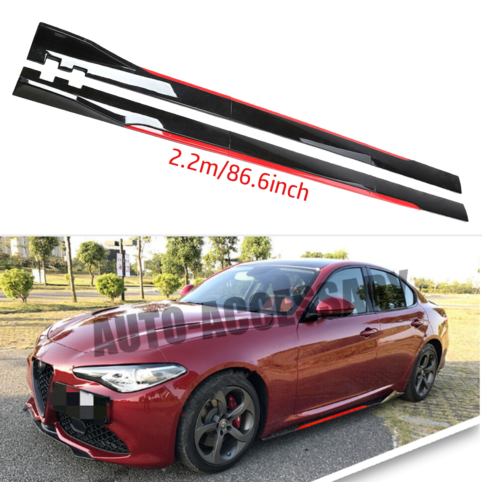 For Alfa Romeo Giulia Side Skirt Extension Body Kit Splitter Spoiler Glossy B