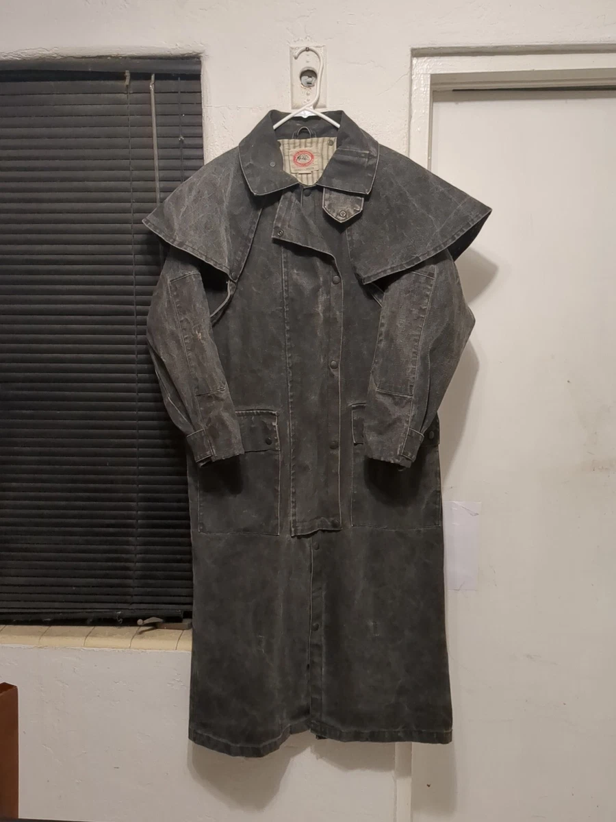 Australian outback collection drover oil coat duster mens sz Small vintage  USA