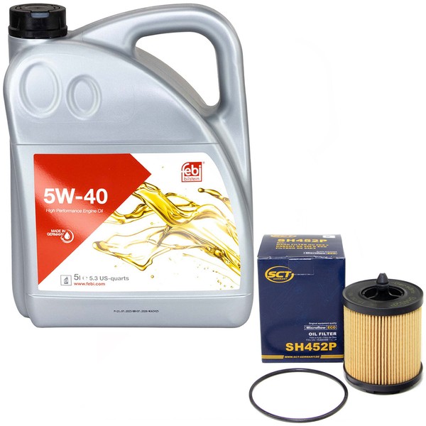 MotoröL Set 5W-40 5 Liter + ÖLfilter SH 452 P FüR Opel Vectra B Zafira A 2.2I-image