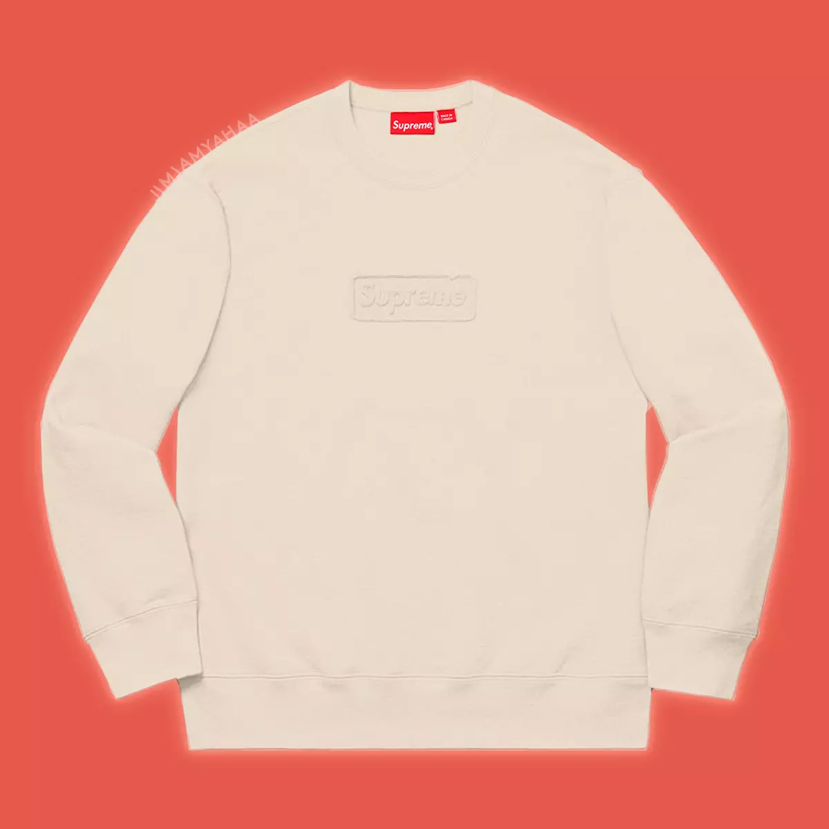 Supreme, Cutout Logo Crewneck, Natural - Medium | SS20 (Deadstock