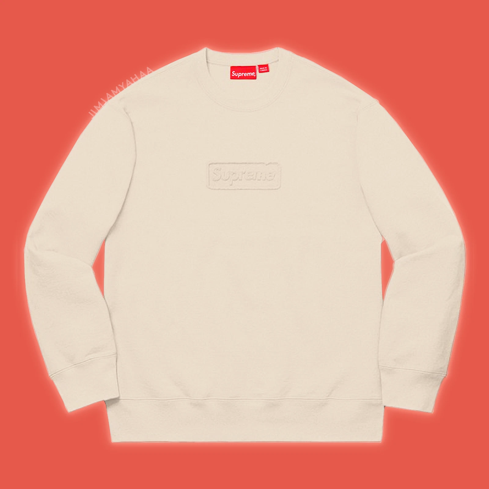 Supreme, logo découpé col rond, naturel   moyen   SS20 (Stock mort, Neuf avec étiquettes, DS)