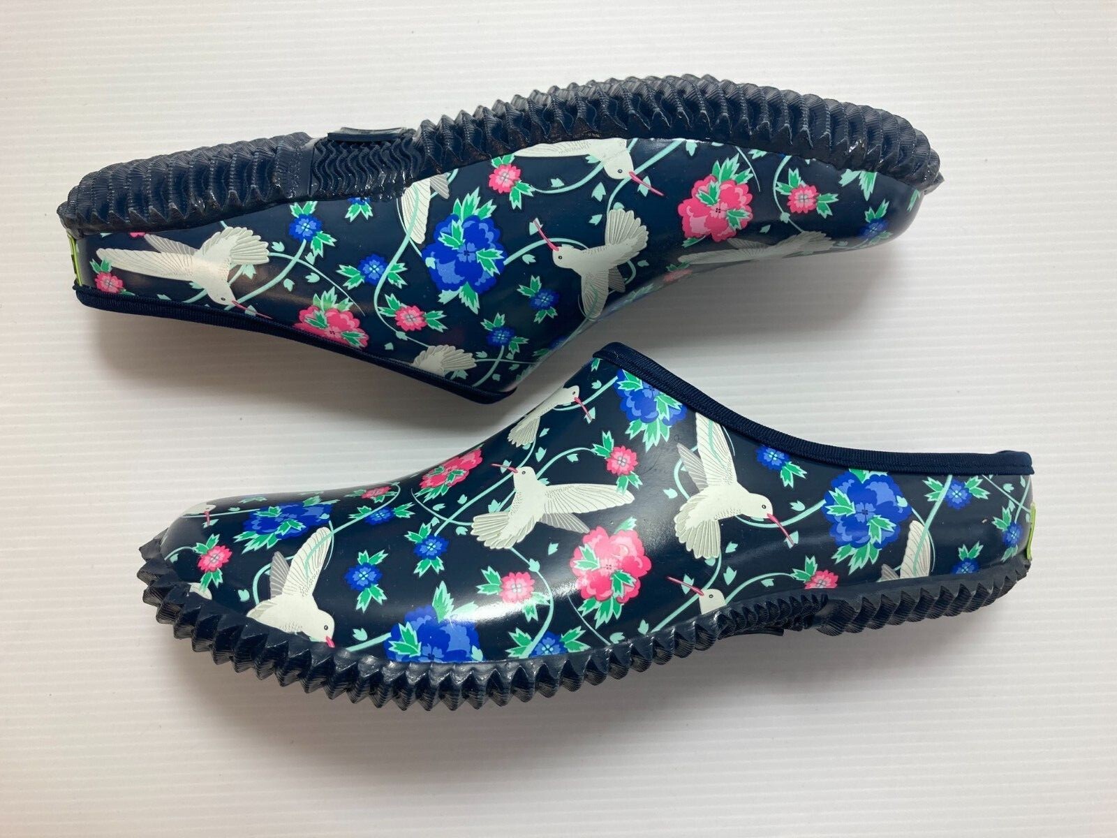 NEW! Western Chief Women's Flowers Hummingbirds Garden Classic Rain Slip On Clog