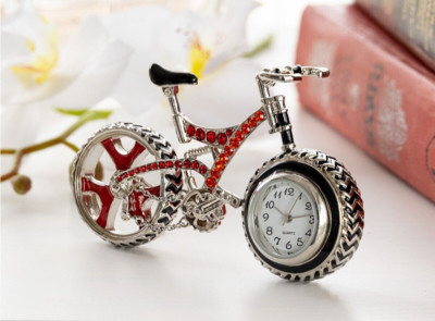 Keren Kopal Red Bicycle with clock Decorated with Austrian Crystals