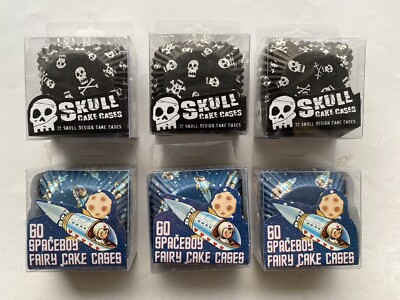 Tasse Kuchenetuis, SCHÄDEL & SPACEBOY, 6 BOXEN, insgesamt 396 Etuis, Rakete, Pirat
