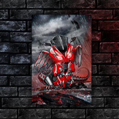 ポスター Kawasaki ZX6R Ninja Motorycle poster Dragon art from Moto Animals