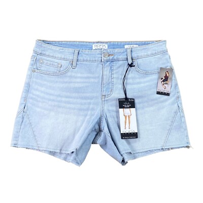 NWT Sofia by Sofia Vergara Lila Mid Rise Denim Jean Shorts Size 10 Light Wash 