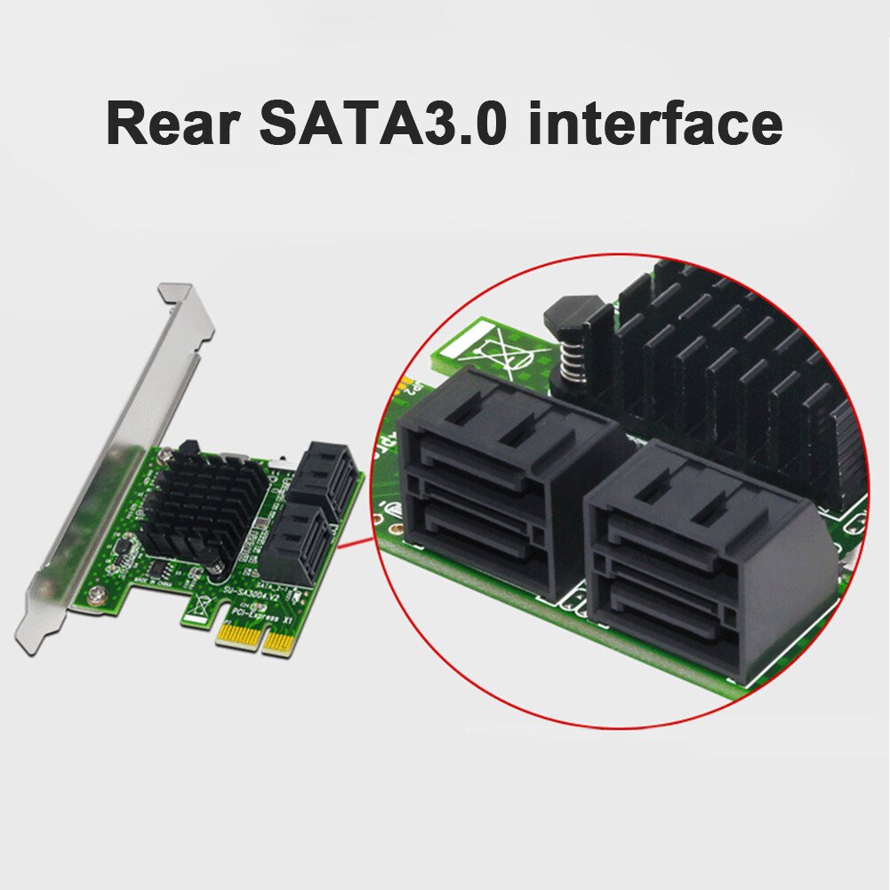 PCI Express 1X to SATA3.0 4 Port Riser PCI-E X1/X4/X8/X16 Expansion Adapter  Card | eBay