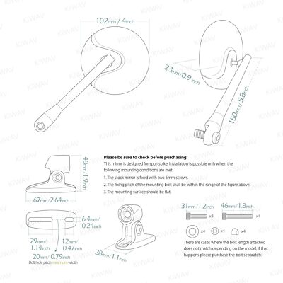 Round chrome mirrors Retro mat black base for CBR ZX FZR GSX-R | eBay