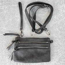 Charming Charlie Gray Handbag w/ Crossbody Strap & Wristlet Handle