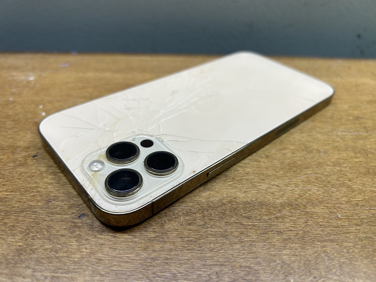 iPhone 12 Pro Max Housing Back Replacement Gold OEM Cracked iPhone 12 Pro Max Housing Back Replacement Gold OEM Cracked
