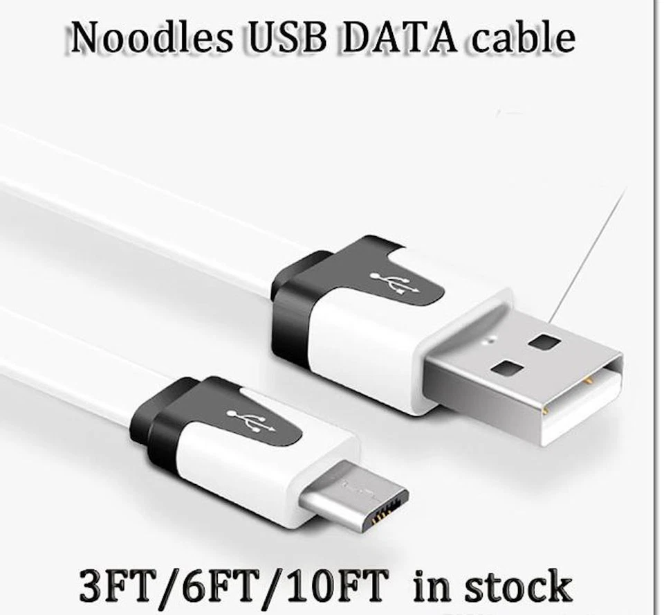 NTJ Flat Noodle MICRO USB Charger Cable for SAMSUNG S7 NOKIA LG HTC smart phones - Image 2 of 4
