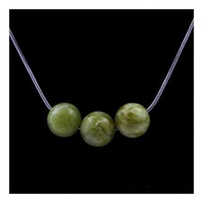 Pietre E Minéraux. Collana 3 Perle Serpentino 8 MM Catena IN Acciaio Inox