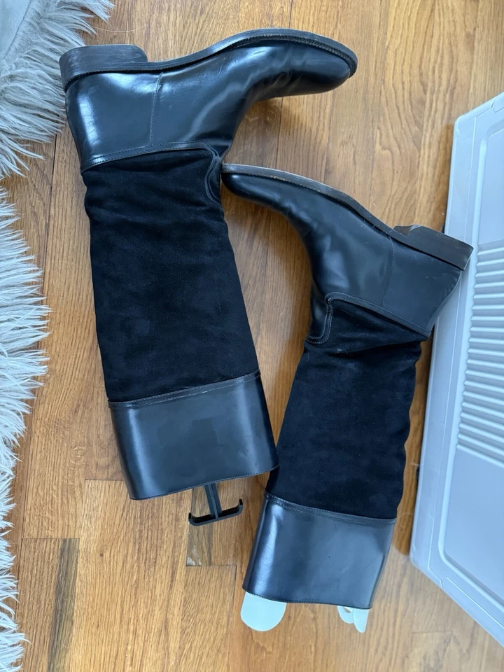 Gucci botas de montar de cuero y gamuza negras Foto 3 de 4