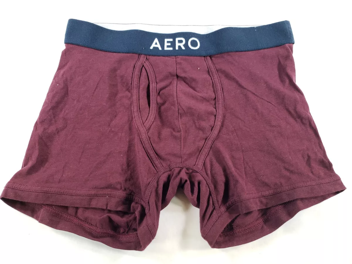 Aeropostale Mens Maroon Large Waistband Logo Cotton Boxer Brief Underwear  Size M