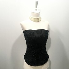 J Del Olmo | Black Embellished Strapless Top Bustier– Size XS