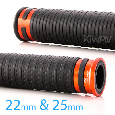 Cyber handlebar grips black TPR +orange metal trim 22mm x1 +25mm