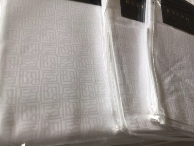 RALPH LAUREN LOGO WHITE SATIN DUVET COVER SET