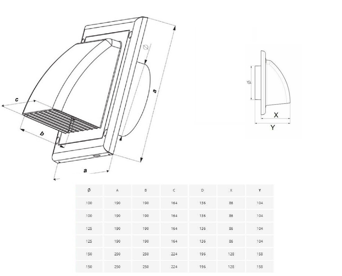 Cowl Gravity Flap Wall Outlet Non-Return Valve Cowled Duct Cover Air Vent  Grille | eBay
