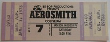 AREOSMITH 1978 CONCERT TICKET JACKSON MISSISSIPPI COLISEUM CLASSIC ROCK S TYLER