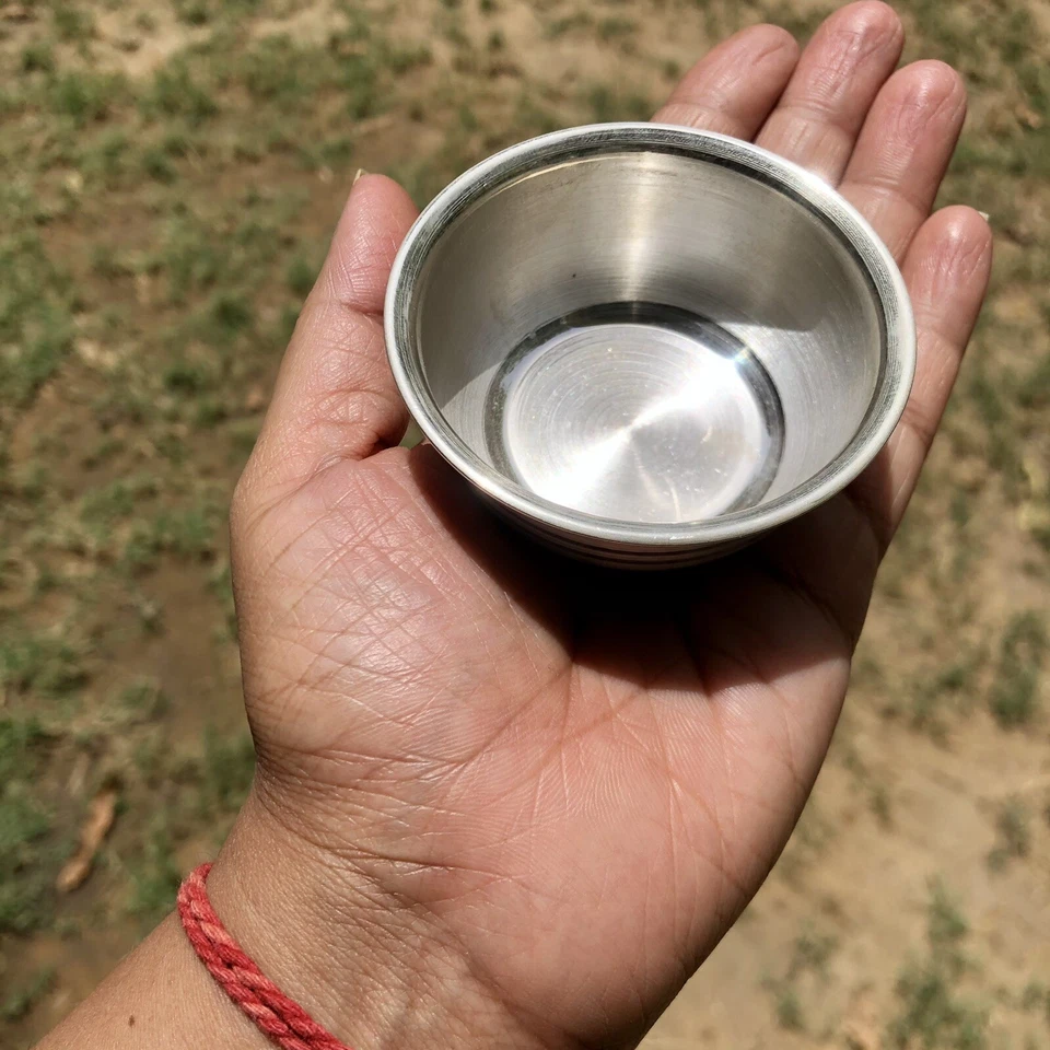 999 Silver Hindu Religious Katori Prasad Bowl Krishna puja 6.6 cm 19-20 gm - image 3 of 4