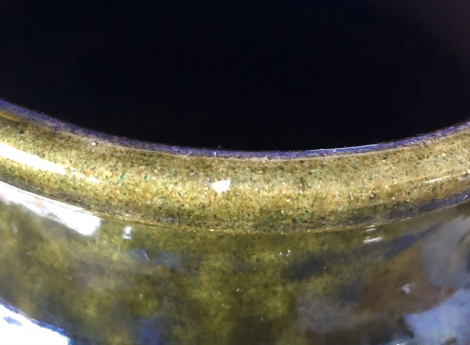 WEST GERMAN VINTAGE LARGE GREEN/YELLOW CERAMIC FLOOR VASE SCHEURICH