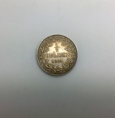 German States 1841 Bavaria 1/2 Gulden  KM#794 Ludwig I Scarce Coin